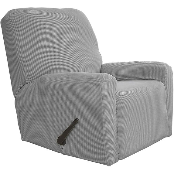 Easy-Going Jacquard Stretch Sofa Slipcover Non Slip Couch Cover, Recliner Size, Light Gray