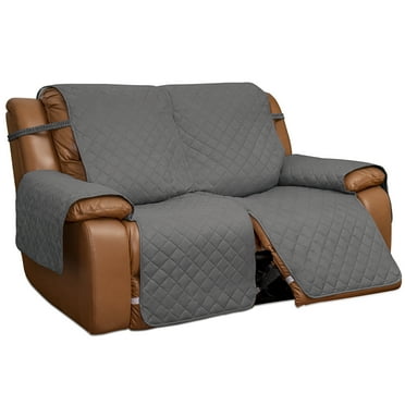 Easy-Going Loveseat Recliner Cover, Reversible Couch Cover for Double Recliner, Split Sofa Cover for Each Seat, Furniture Protector with Elastic Straps for Kids, Dogs, Pets(2 Seater, Gray/Light Gray)