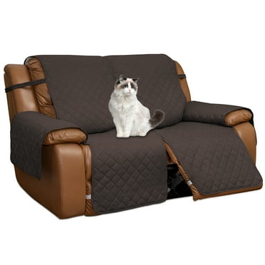 Easy-Going Loveseat Recliner Cover, Reversible Couch Cover for Double Recliner, Split Sofa Cover for Each Seat, Furniture Protector with Elastic Straps for Kids, Dogs, Pets(2 Seater, Chocolate/Beige)
