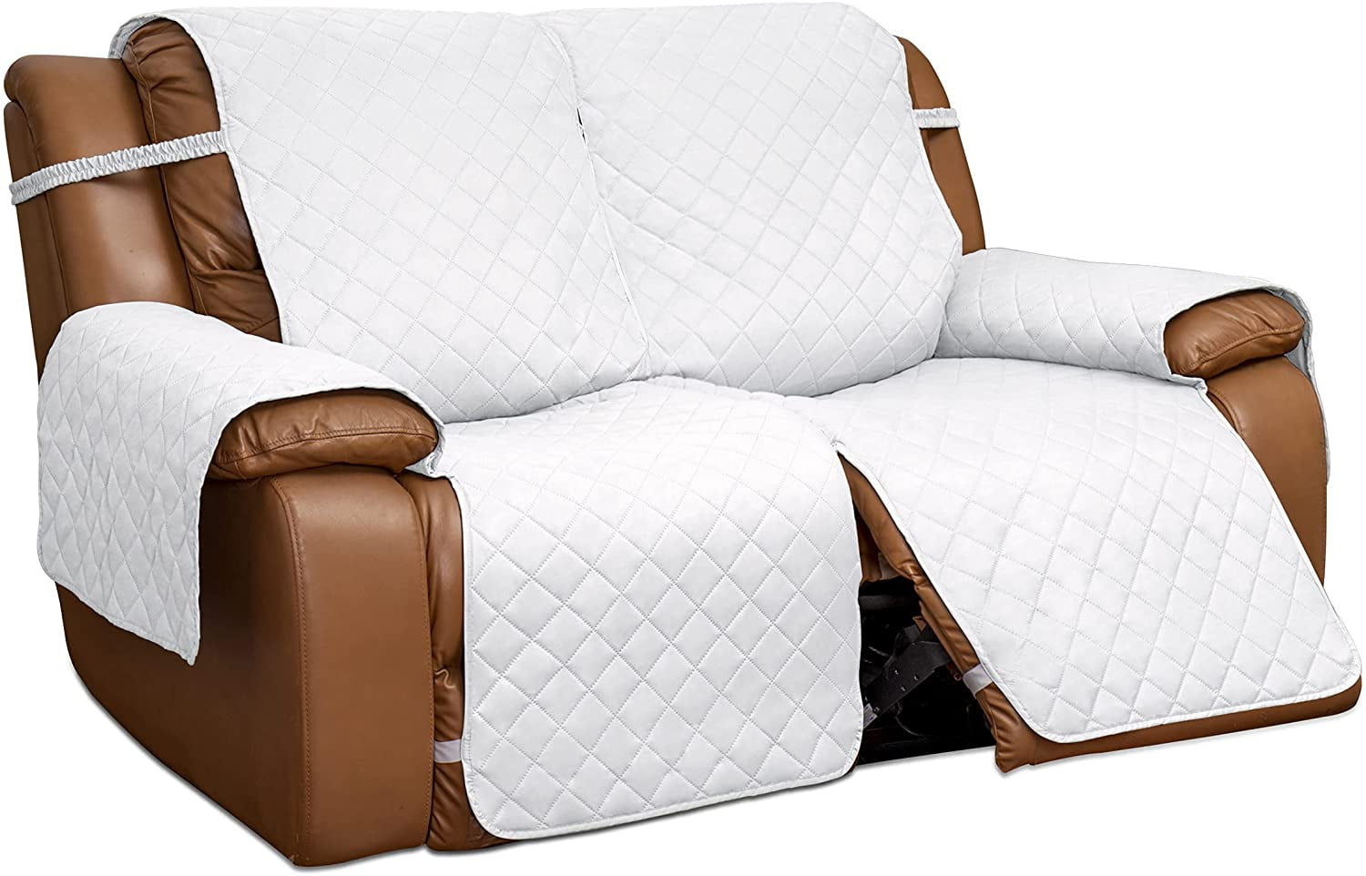 Easy Going Loveseat Recliner Cover Reversible Couch Cover for Double Recliner Split Sofa Cover for Each Seat Furniture Protector with Elastic Straps for Kids Dogs Pets 2 Seater White White Walmart Bus...