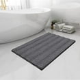 thumbnail image 1 of Easy-Going Luxury Chenille Striped Pattern Bath Mat, 18x25 in, Soft Plush Bath Rug, Absorbent Bathroom Rug, Non Slip Perfect Carpet Rugs for Shower, Bedroom, Front Door, Entryway (Gray), 1 of 7
