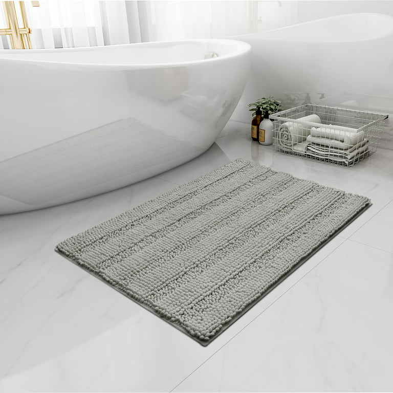 Chenille Bathroom Rugs, Water Absorbent And Soft Plush Bath Mat