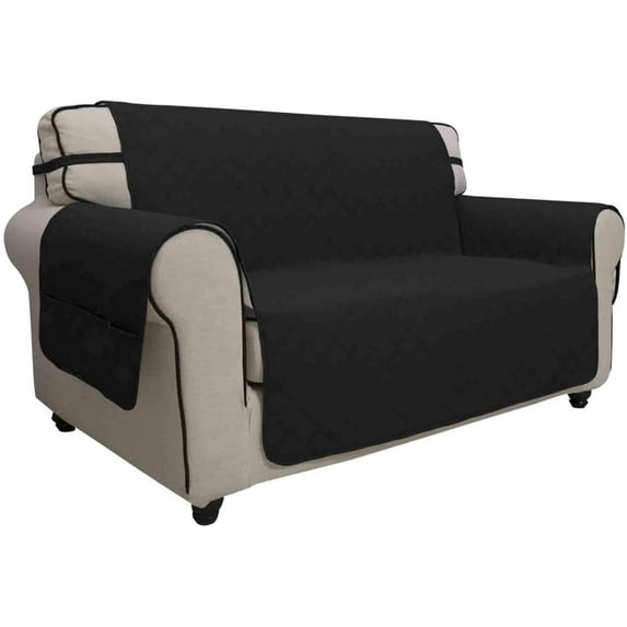Easy-Going Non-Slip Sofa Slipcover Waterproof Couch Cover Pet Cover in Home, Loveseat, Black