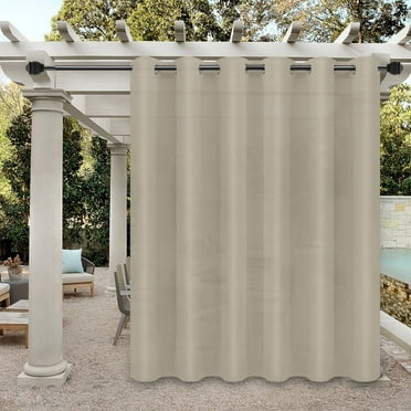 Easy-Going Outdoor Curtains for Patio Waterproof Cabana Grommet Curtain Panel, Beige, 100 x 95 inch, One Panel