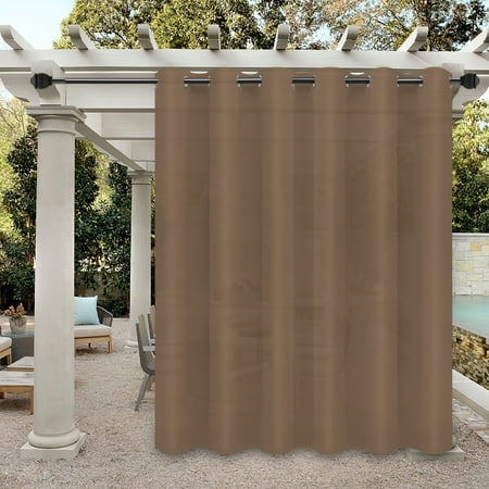 Easy-Going Outdoor Curtains for Patio Waterproof Cabana Grommet Curtain Panel, Camel, 100 x 120 inch, One Panel