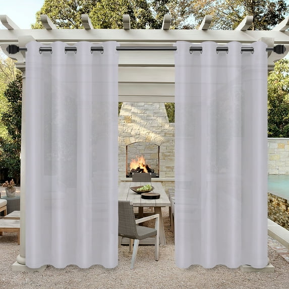 Easy-Going Outdoor Curtains for Patio Waterproof Cabana Grommet Curtain Panels, Light Gray, 52 x 108 inch, Set of 2