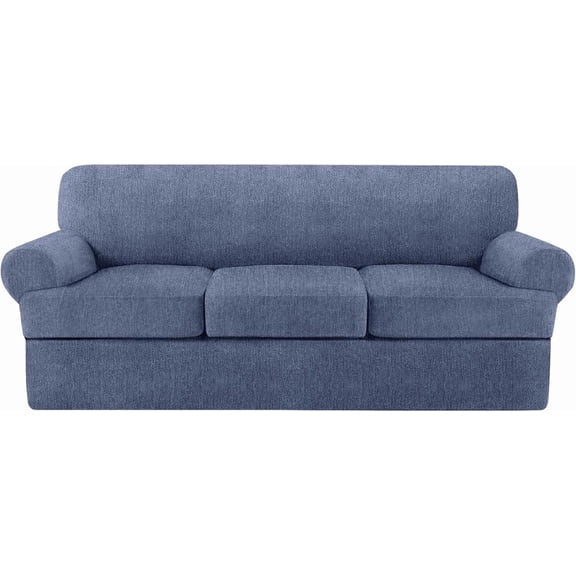 Easy-Going Reversible Couch Cover for 3 Cushion Sofa Dogs Water Resistant Furniture Protector with Foam Sticks Elastic Straps Pet Cat (Sofa, Gray/Light Gray)