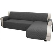 Easy-Going Reversible L Shape Sofa Slipcover Sectional Couch Cover, Small Size, Dark Gray
