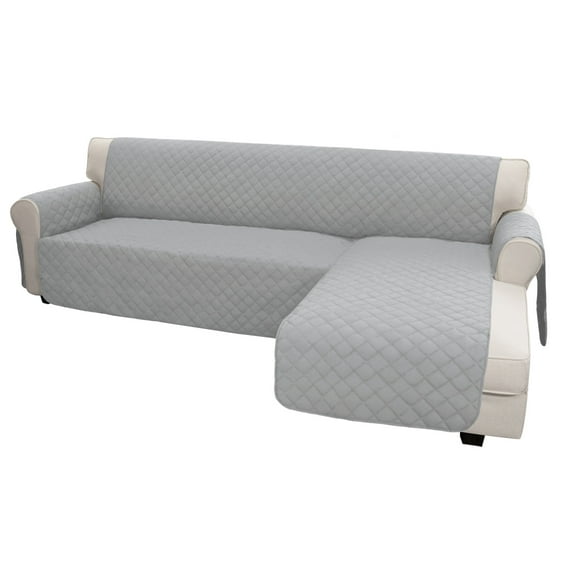 Easy-Going Reversible L Shape Sofa Slipcover Sectional Couch Cover, Small Size, Light Gray