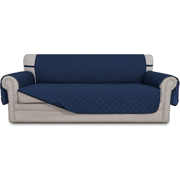 Easy-Going Reversible Sofa Slipcover Water Resistant Couch Cover, 4 Seater Size, Dark Blue/Light Blue