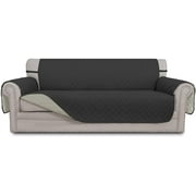 Easy-Going Reversible Sofa Slipcover Water Resistant Couch Cover, 4 Seater Size, Dark Gray/Beige