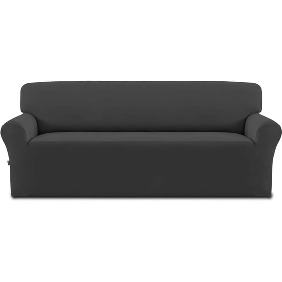 Easy-Going Stretch Fabric Non-Slip Solid Print Spandex Polyester Sofa Slipcover, Gray