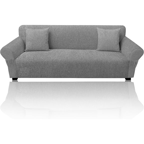 Easy-Going Stretch Jacquard Couch Cover, 1-Piece Soft Sofa Slipcover with Anti-Slip Foams, Washable Furniture Protector for Kids, Pets (Sofa, Black)