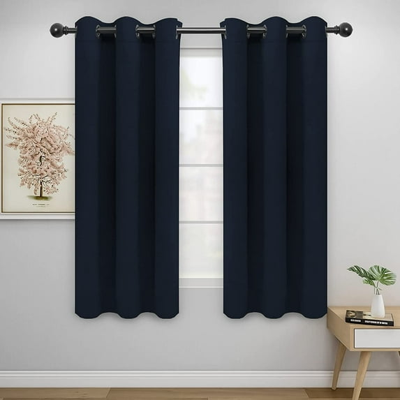 Easy-Going Thermal Insulated Blackout Curtains for Bedroom, Set of 2 Panels, Navy, 42 x 63 inch