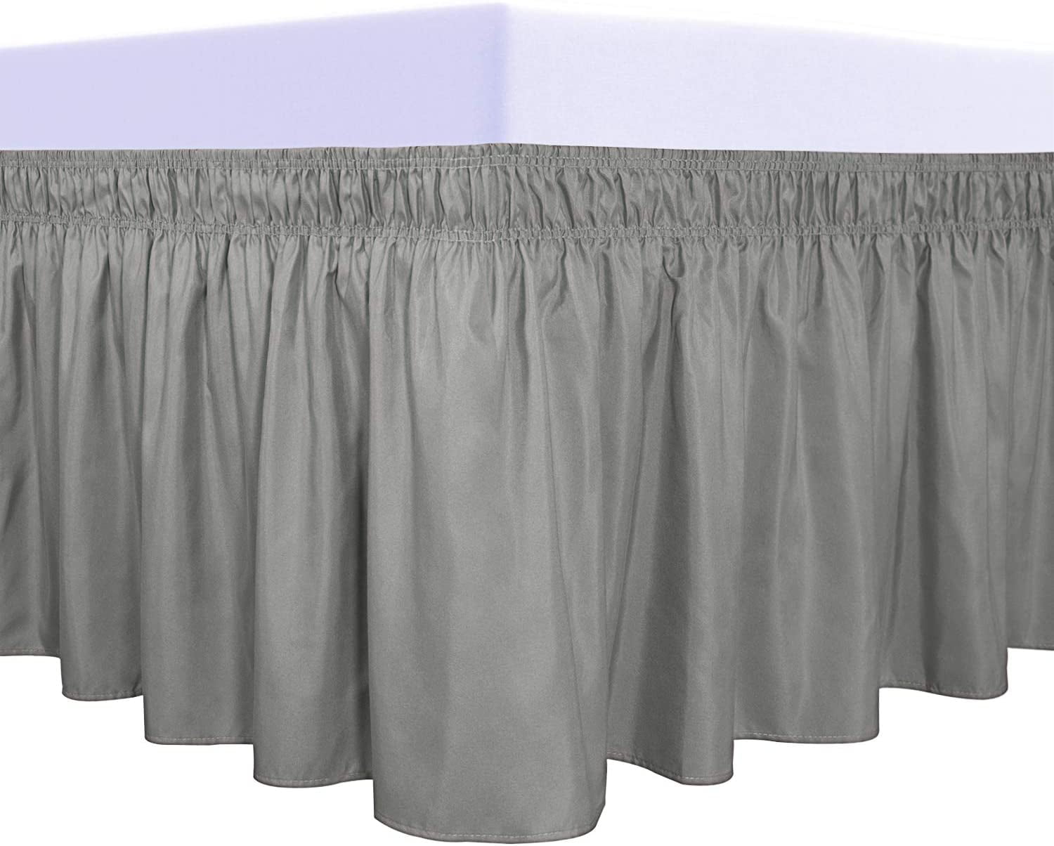 EasyGoing Wrap Around Ruffled Bed Skirt 14 Inch for Queen, King Size