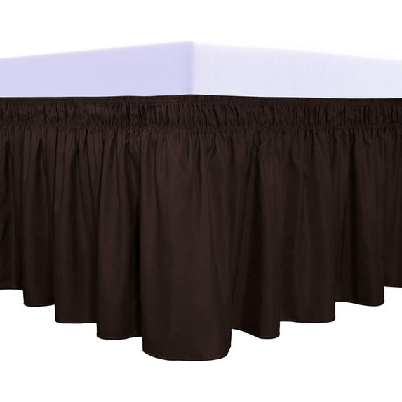 Easy-Going Wrap Around Ruffled Bed Skirt 14 Inch for Twin/Full Size Beds, Chocolate