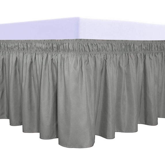 Easy-Going Wrap Around Ruffled Bed Skirt 18 Inch for Twin, Full Size Beds, Gray