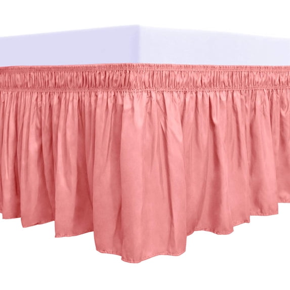 Easy-Going Wrap Around Ruffled Bed Skirt 18 Inch for Twin/Full Size Beds, Pink