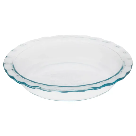 Easy Grab 9.5" Glass Pie Pan: Clear, Round, Odor & Stain-Resistant, Freezer & Oven-Safe, 2-Year Warranty