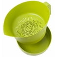 thumbnail image 1 of Green Easy Greasy Plastic Strainer with Handle - 3 Pc Colander Set - Ground Beef Grease Strainer (Green), 1 of 2