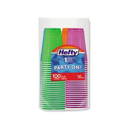 Easy Grip Disposable Plastic Party Cups 16 oz, Assorted, 100/Pack