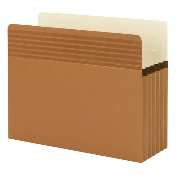 Smead Easy Grip Pockets, 5 1/4" Expansion, Letter Size, 30% Recycled, Redrope, Pack Of 10