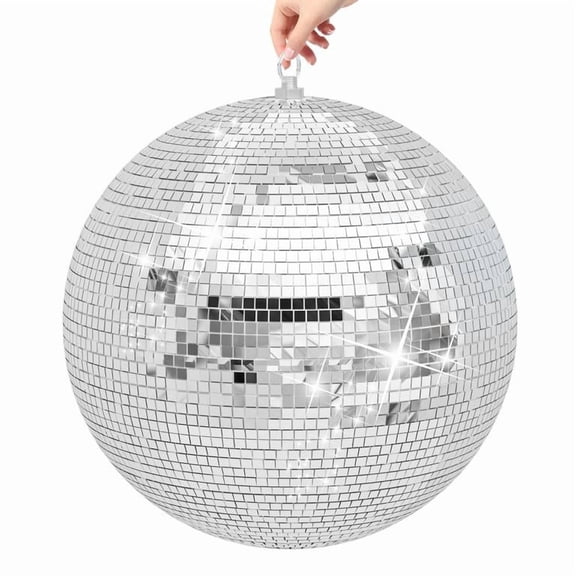 Easy Hanging 12Inch Silver Disco Ball for Ceiling, Shiny Mirror Ball with Foam Core and Glass Outer Layer for Party, Wedding, or Home Bedroom Decor - 2026