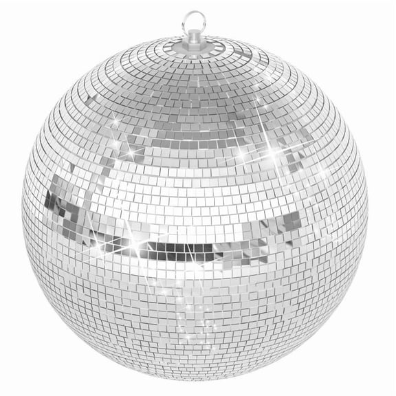 Easy Hanging 16Inch Silver Disco Ball for Ceiling, Shiny Mirror Ball with Foam Core and Glass Outer Layer for Party, Wedding, or Home Bedroom Decor - 2026