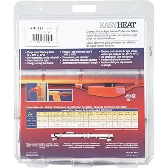 Easy Heat 15' 120V 7 Watt Per Foot AHB Pipe Heating Cable W/Thermostat AHB115A