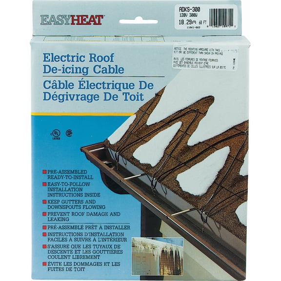 Easy Heat Inc. Easy Heat Roof De-Icing Cable - Single Pack Indoor & Outdoor Use, NEC-Compliant
