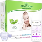 Easy@Home Ovulation & Pregnancy Test Strips Kit - 100 LH Ovulation Tests + 20 HCG Pregnancy Tests + 120 Large Urine Cups - Powered by Premom Ovulation App