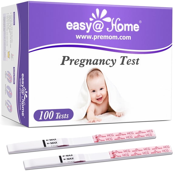 Easy@Home Early Detection Pregnancy Test Strips, 100-Pack, 25 mIU