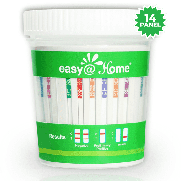 Easy@Home 14-Panel Drug Test Cup with Adulteration Strips | At-Home Urine Test for THC, Opiates, Cocaine | 5-Min Instant Results