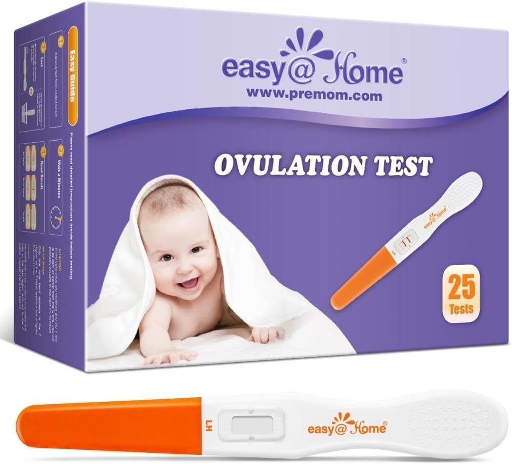 Easy@Home 25 Ovulation Predictor Kit Test Sticks, Powered by Premom App, Midstream, 25 Count