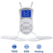 Easy@Home 3-in-1 Rechargeable Adjustable Speed TENS Unit + EMS Unit + Heat Muscle Pain Relief, EHE018