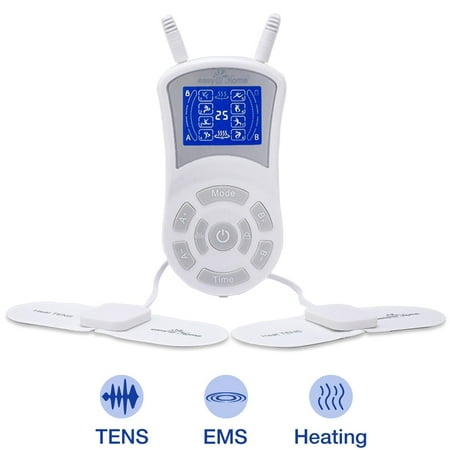 Easy@Home 3-in-1 Rechargeable Tens Unit with Heated Electrode Pads, 1 Count, Ehe018