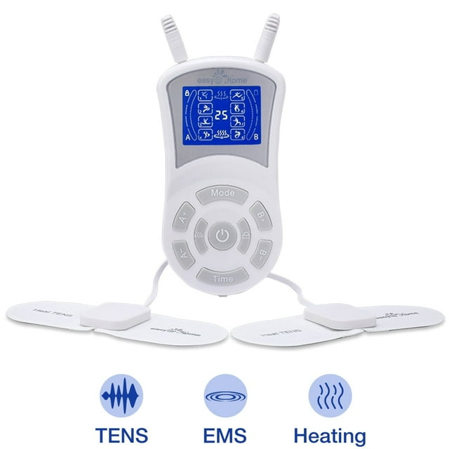 Easy@Home 3-in-1 Rechargeable TENS Unit + EMS Unit + Heat Muscle Pain Relief, EHE018