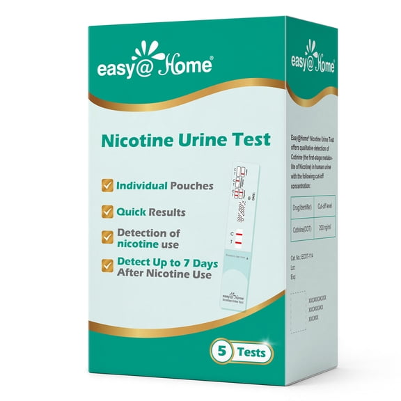 Easy@Home 5 Pack Nicotine Cotinine Urine Dip Test Strips Kit, 200 ng/mL (Packaging May Vary)