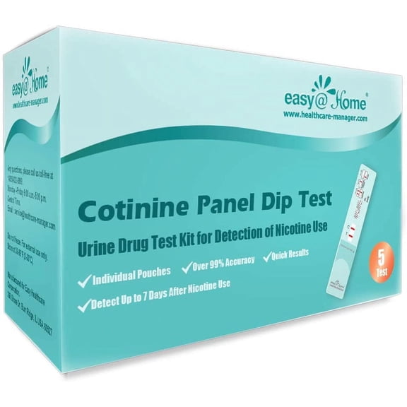 Easy@Home Nicotine Urine Specimen Test Kit  Cotinine 200 Ng/ml, 5 Single-Panel Tests