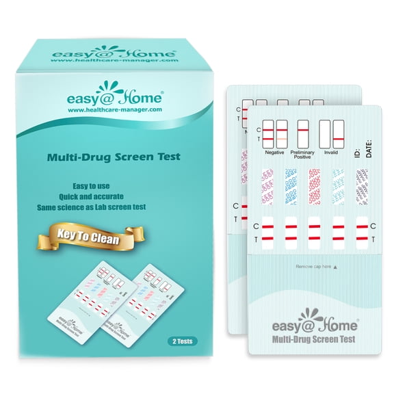 2 Pack #EDOAP-254 Easy@Home 5 Panel Instant Urine Drug Test - THC, COC, OPI,AMP,MET - Individually Wrapped 5 Panel Multi Screen Urine Drug Test Kit (2 Test)