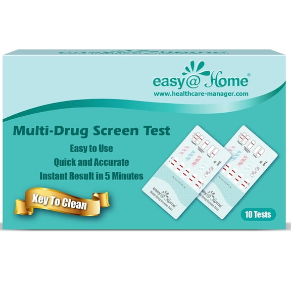 Easy@Home 5 Panel Urine Drug Test for THC, COC, OPI, MDMA, 10 Pack EXP 8/23/2026