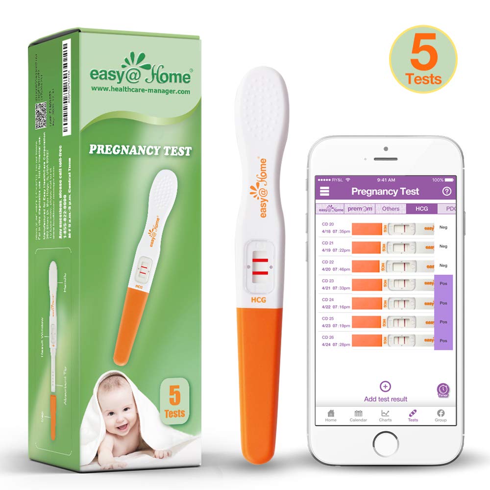 Easy@Home Pregnancy Test Sticks hCG Midstream Tests, Powered by Premom  Ovulation Predictor iOS and Android App, hCG Test
