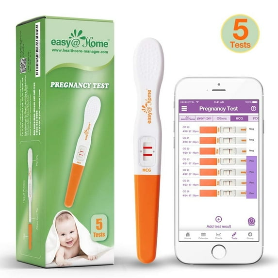 Easy@Home 5 Pregnancy Test Sticks, hCG Midstream Tests, Powered by Premom App, 5 Count