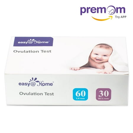 Easy@Home 60 Ovulation Test Strips and 30 Pregnancy Test Strips Combo Kit, (60 LH + 30 HCG)