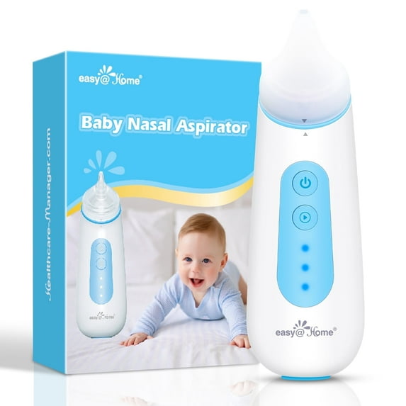 Easy@Home Baby Electric Nasal Aspirator with USB Rechargeable, Adjustable Suction, and Night Light, Blue, 1 Piece