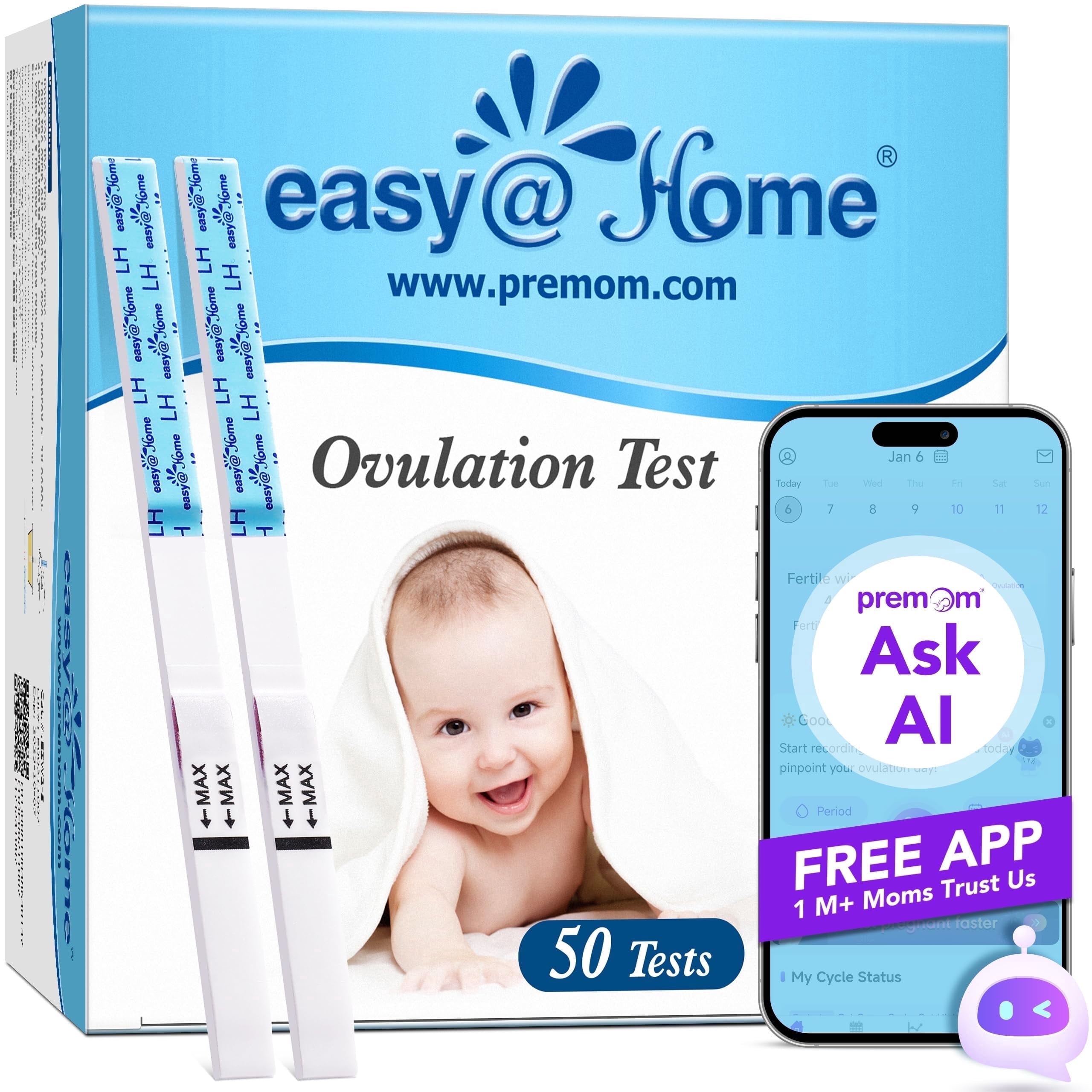 Easy@Home Fertility Tracker - 50 Ovulation Test Strips Kit, LH Peak ...