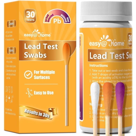 Easy@Home Lead Test Kit, 30-Second Rapid Swabs, 30 Count