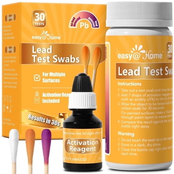 Easy@Home Lead Test Kit – 30 Rapid Swabs, 30-Second Results – Surface Lead Screen for Painted Walls, Woodwork, Cabinets, Furniture, Toys, Dishes & Exposed Plumbing
