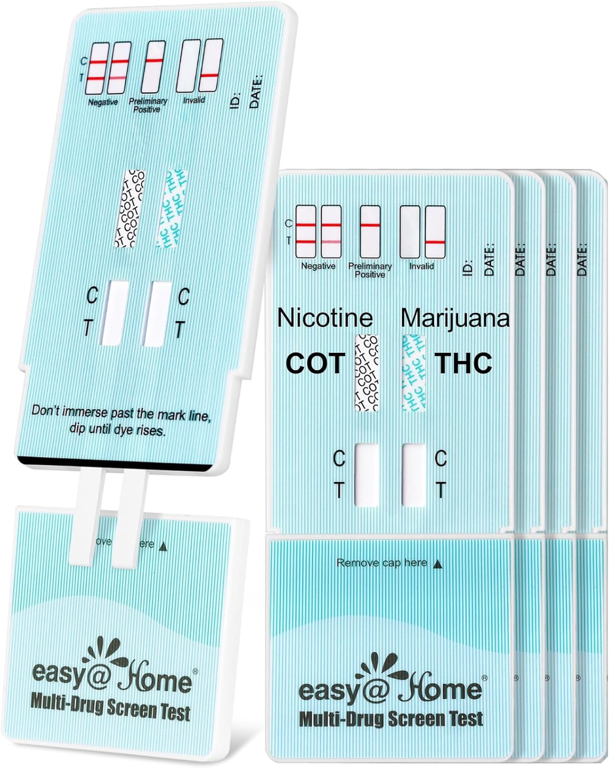 Easy@Home Multi-Drug Screen Test, 5 Pack Marijuana & Nicotine Urine ...