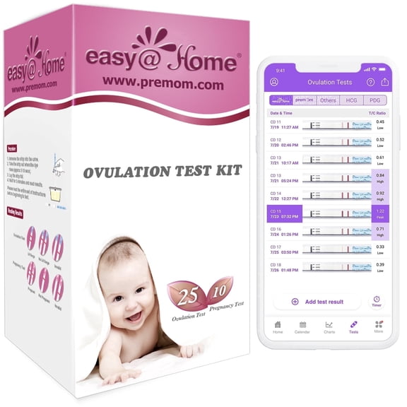 Easy@Home Ovulation & Pregnancy Test Strips Kit - 25 LH Ovulation Strips + 10 HCG Pregnancy Tests - Accurate Fertility Tracker (OPK) - Compatible with Premom App